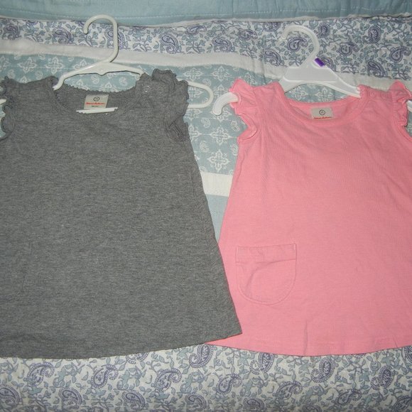 2 Hanna Andersson Pink Gray Ruffle Basic Top/dres - Picture 1 of 3